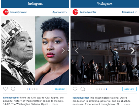 Two side by side Kennedy Center Instagram posts
